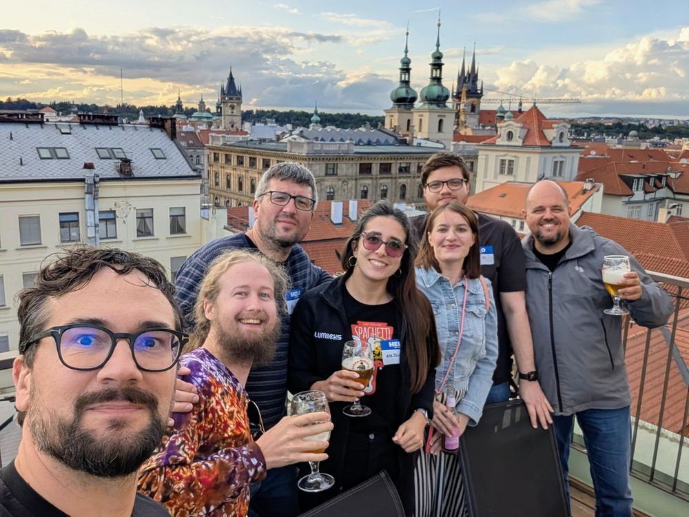 People drinking beer on a rooftop