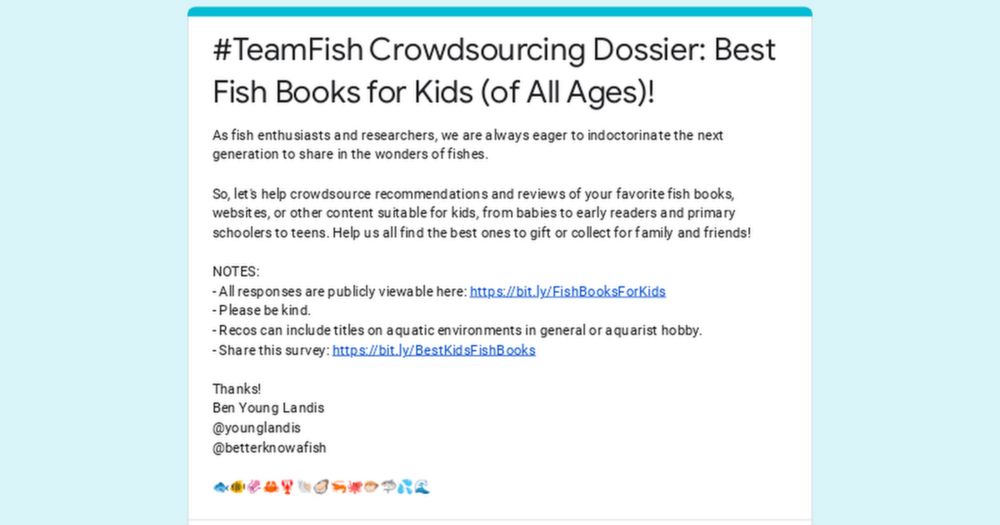 #TeamFish Crowdsourcing Dossier: Best Fish Books for Kids (of All Ages)!