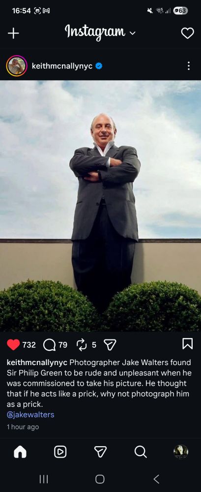 IG account showing a photo of pip green 