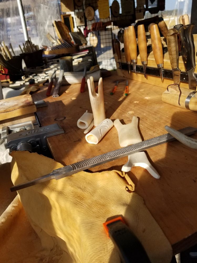 Viking Age lucets being crafted.