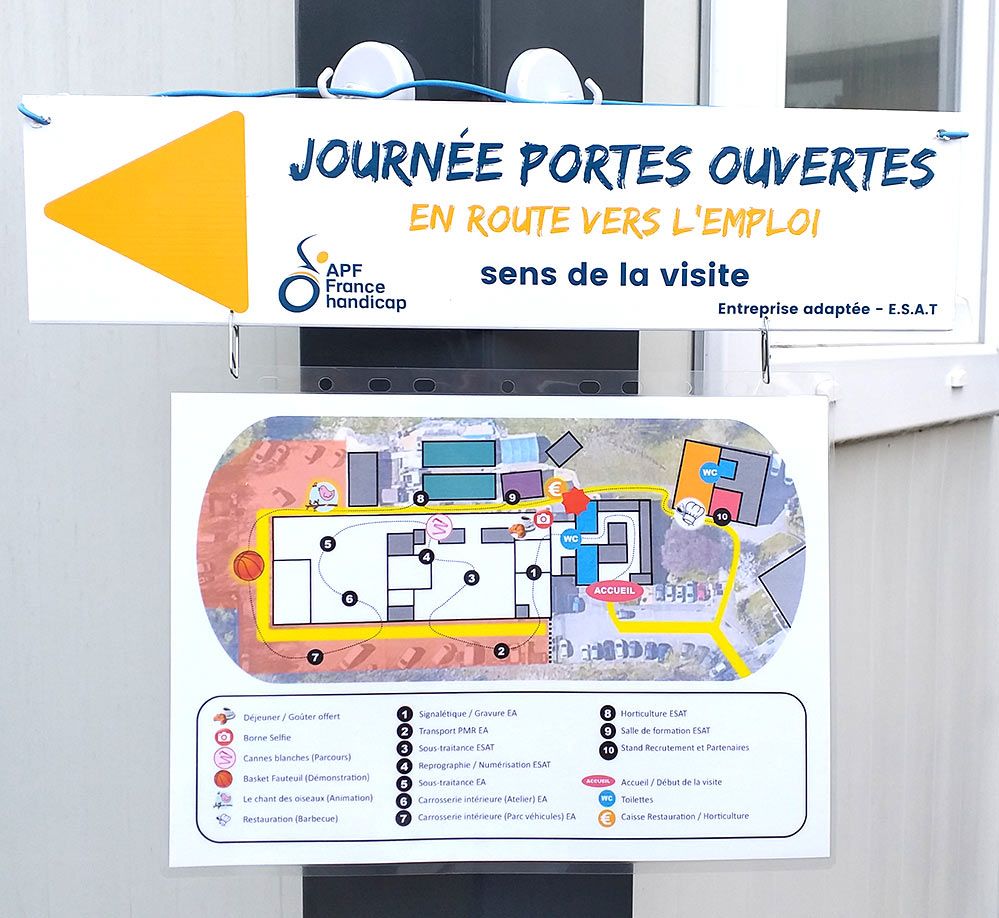 Panneau "en route vers l'emploi".
