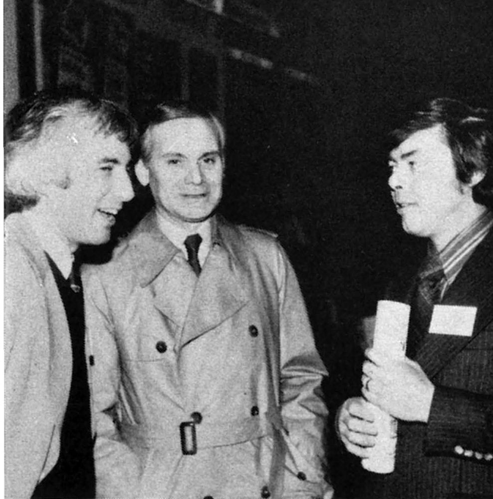 1978-02 RePlay pg 21. Eddie Aldum (right) with Gary Stern (left) and David Rockola (center) at the 1978 ATE show.
