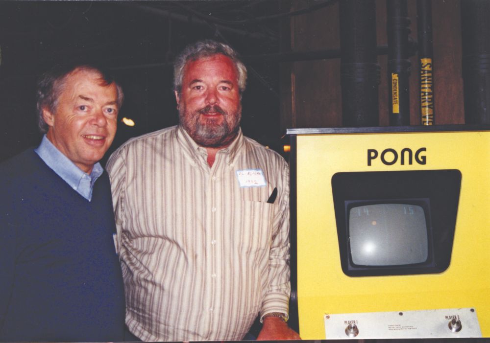 Eddie Adlum (left) with Al Alcorn (right) and a Pong machine.

https://www.replaymag.com/march-2023/