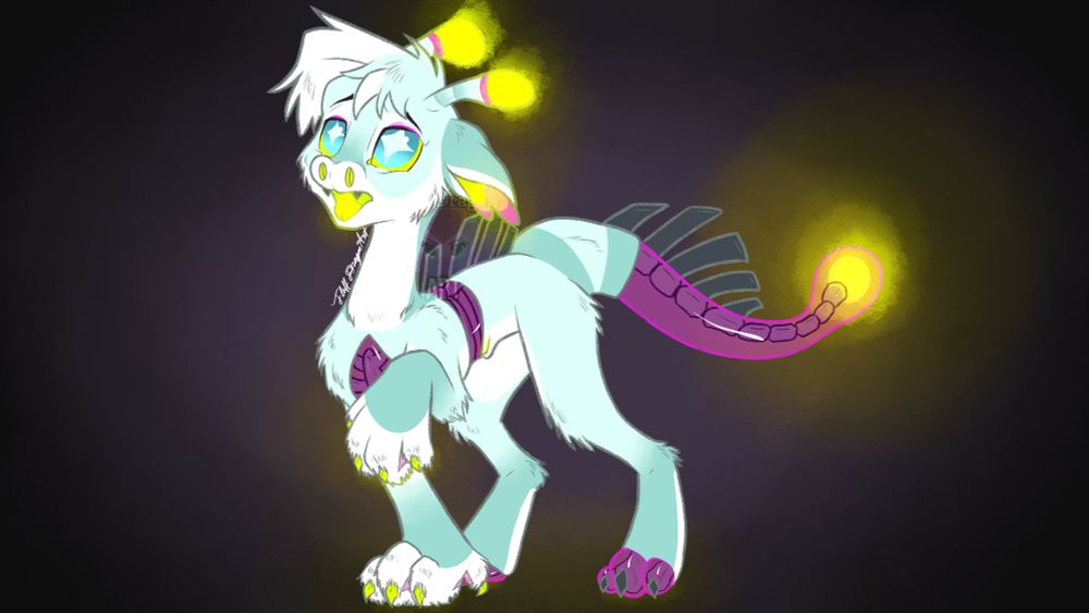 A glowing Xero with transparent tail and ribcage