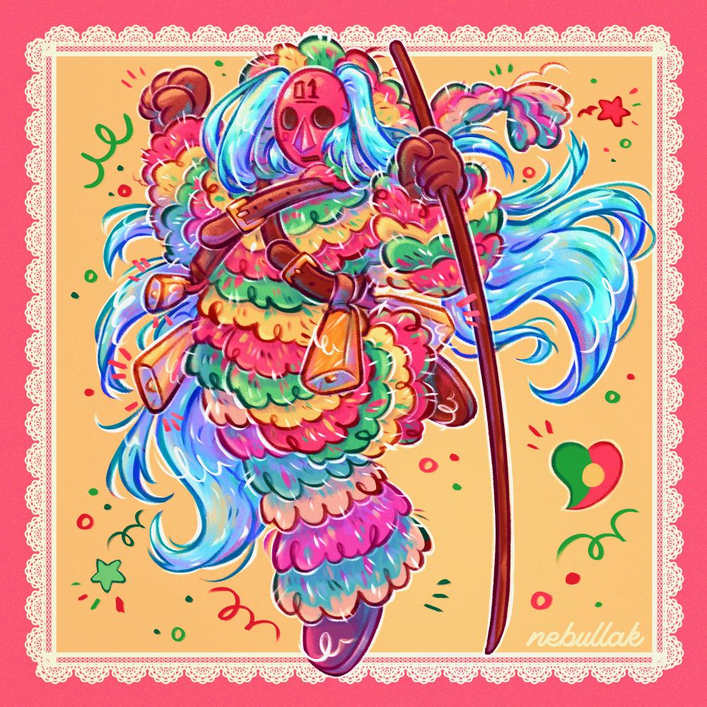 A portuguese Hatsune Miku inspired by the north folklore, caretos of Podence.
