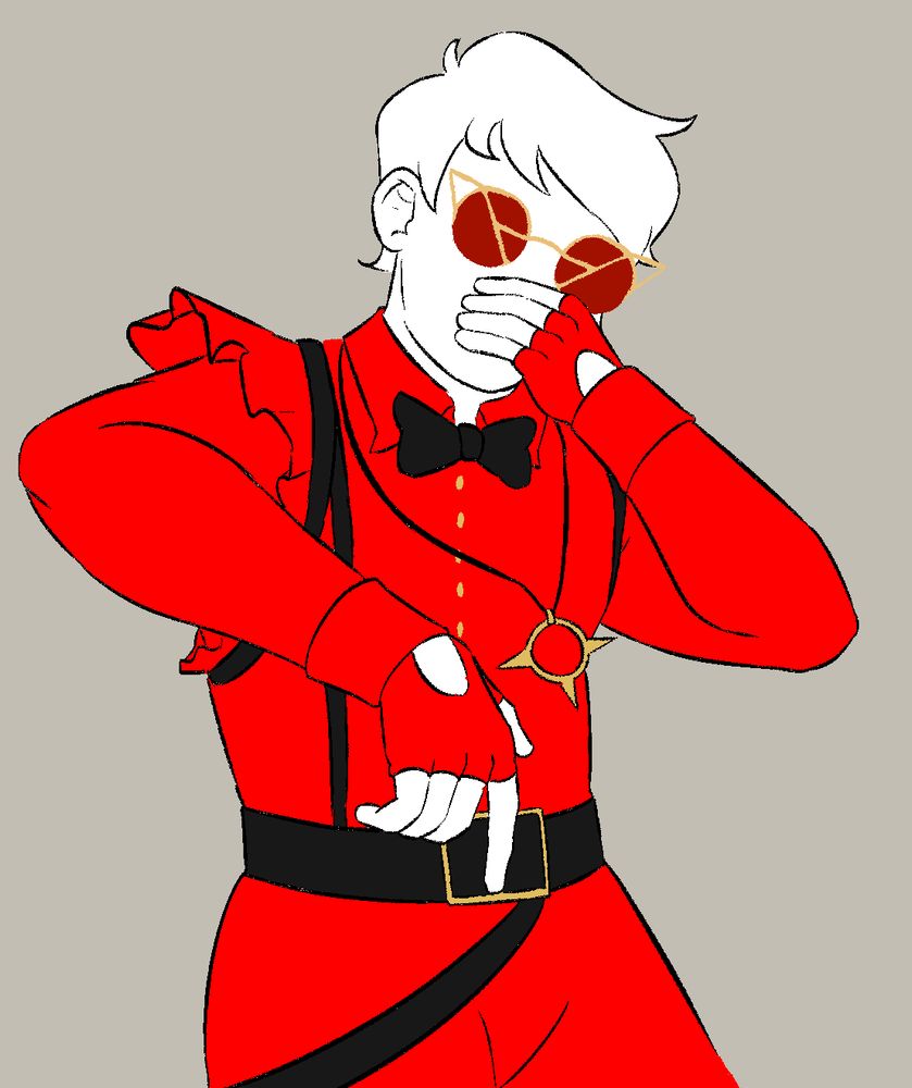 An image of dave strider in a red outfit beatboxing