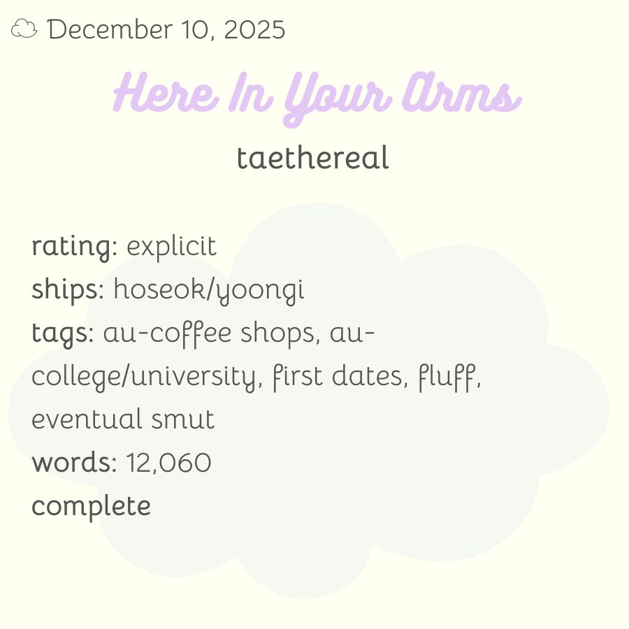 rating: explicit
ships: hoseok/yoongi
tags: au-coffee shops, au-college/university, first dates, fluff, eventual smut
words: 12,060
complete