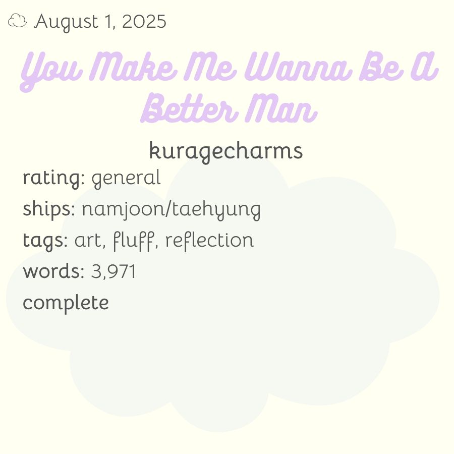 rating: general
ships: namjoon/taehyung
tags: art, fluff, reflection
words: 3,971
complete