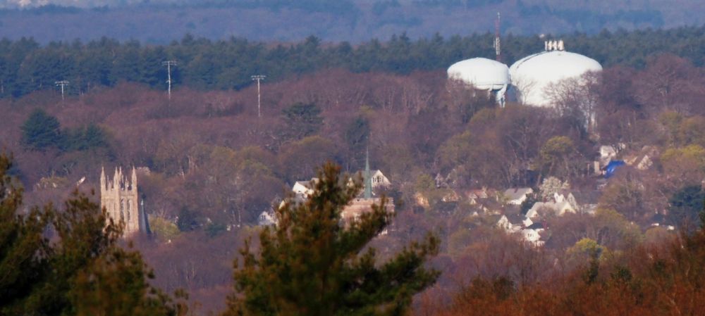 Norwood Town Hall, 566 Washington St, Norwood MA photographed from Buck Hill.