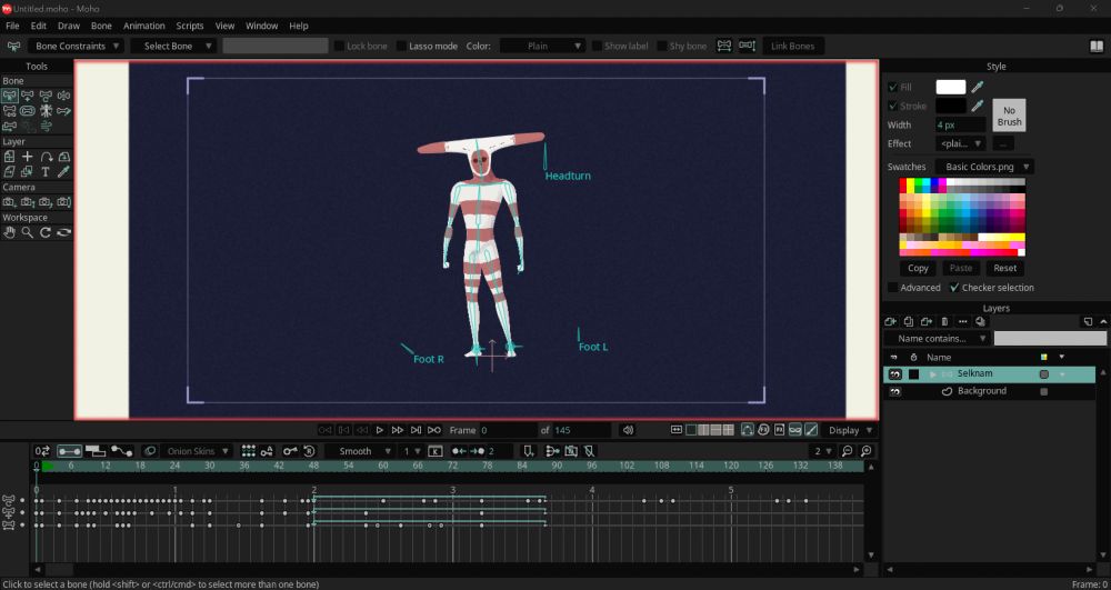 A screenshot of Moho Pro 14 where the UI is much smaller so everything is displayed properly