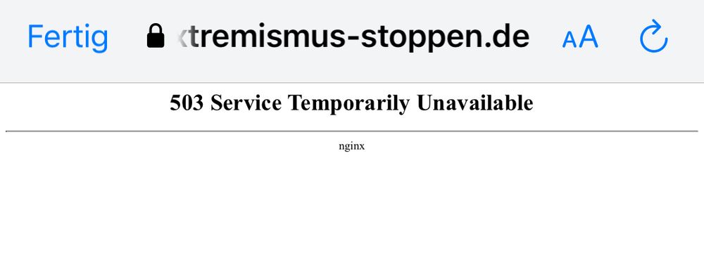 Seite lädt nicht. Fehlermeldung: „503 Service Temporary Unavailable“