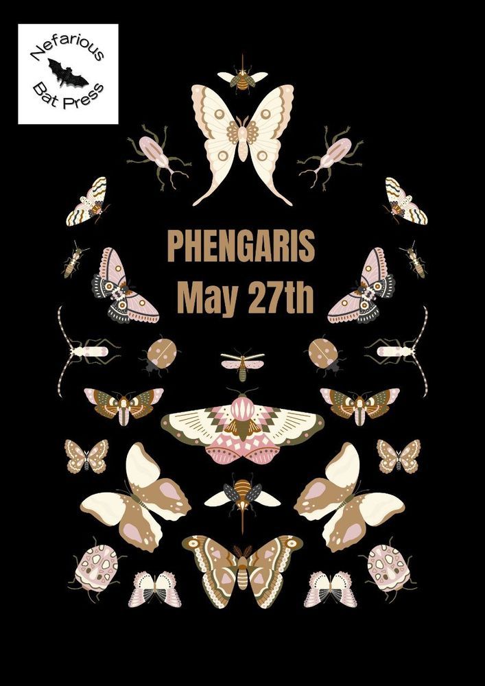 Phengaris May 27th. 
The words are surrounded by a symmetrical arrangement of beetles, butterflies and bugs against a black background