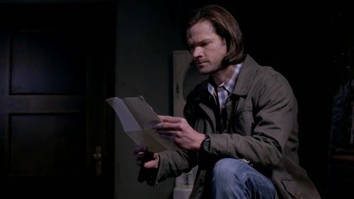 Jared Padalecki as Sam Winchester ready Bobby's letter
