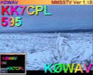 SSTV call sign image featuring a snowy field