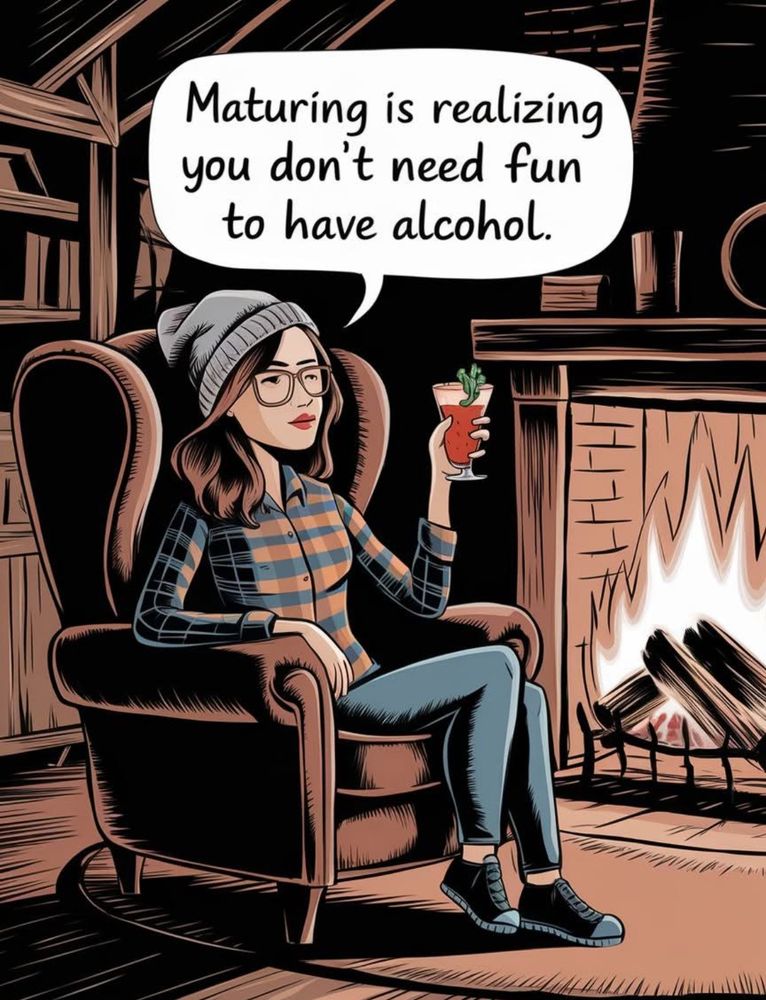Meme: Maturing is realizing you don’t need fun to have alcohol. 