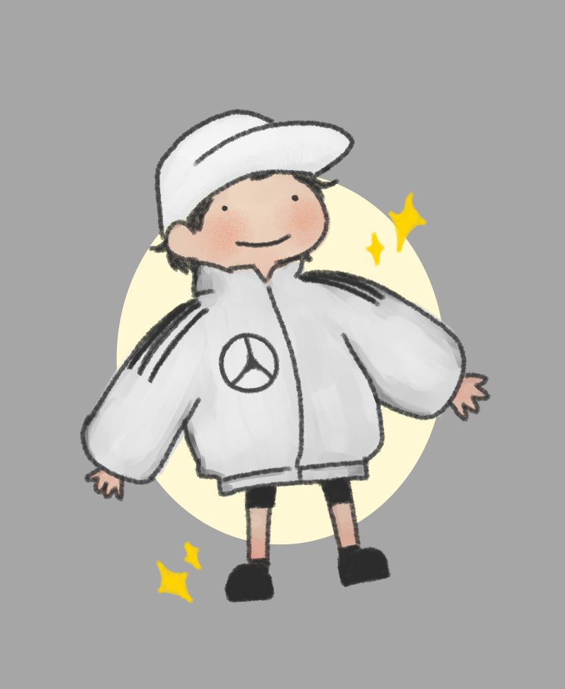 chibi andrea kimi antonelli wearing the silver jacket
