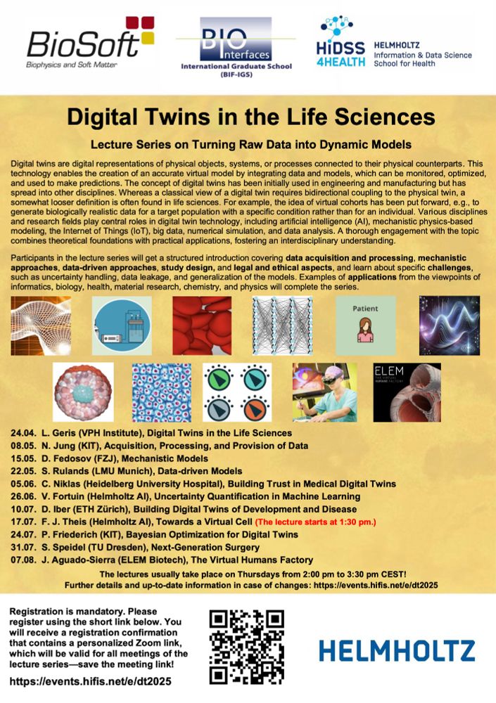 Poster for the lecture series "Digital Twins in the Life Sciences".