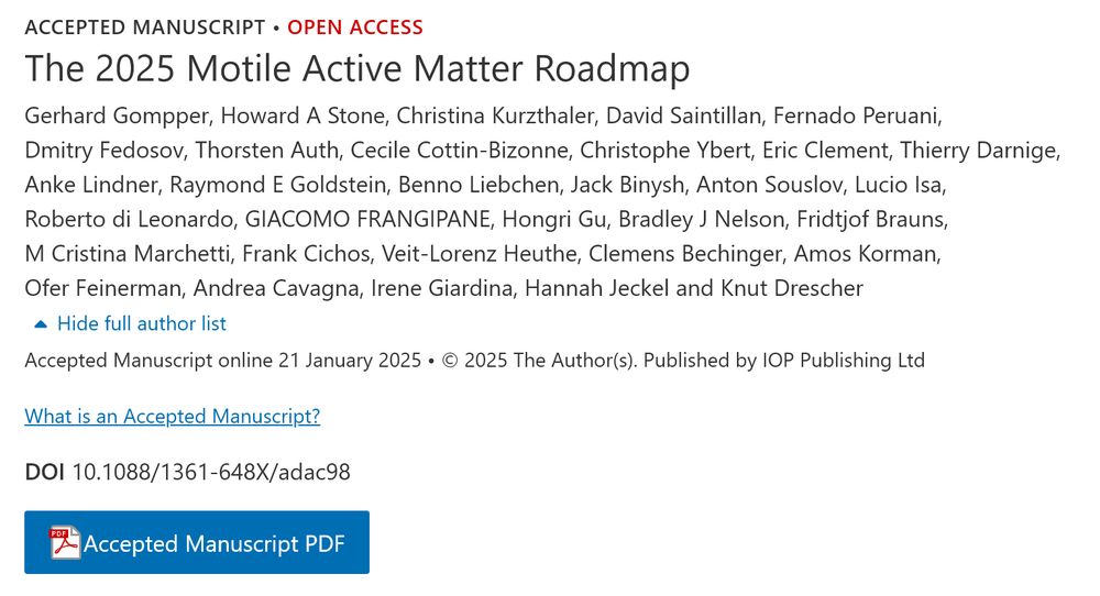 Screenshot of the Website for The 2025 Motile Active Matter Roadmap
