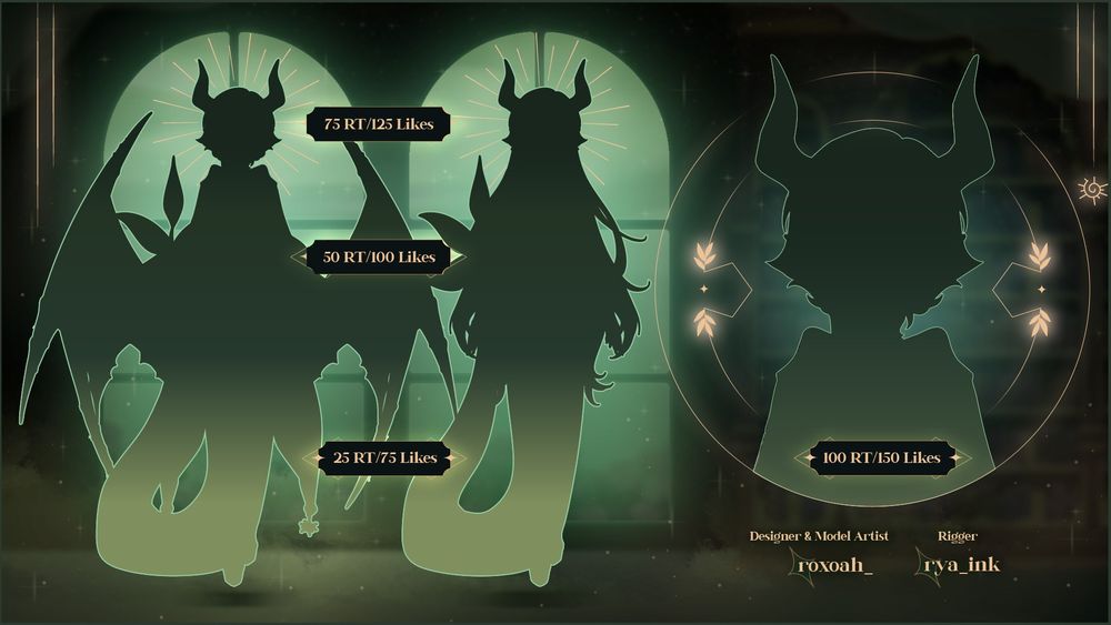 A silhouette image of Amalia's 2.0 mode!  It can be revealed with RTs and Likes.