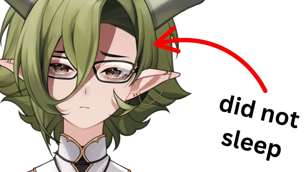 A picture of Amalia looking exhausted.  A red arrow points to her.  The text reads "Did not sleep".