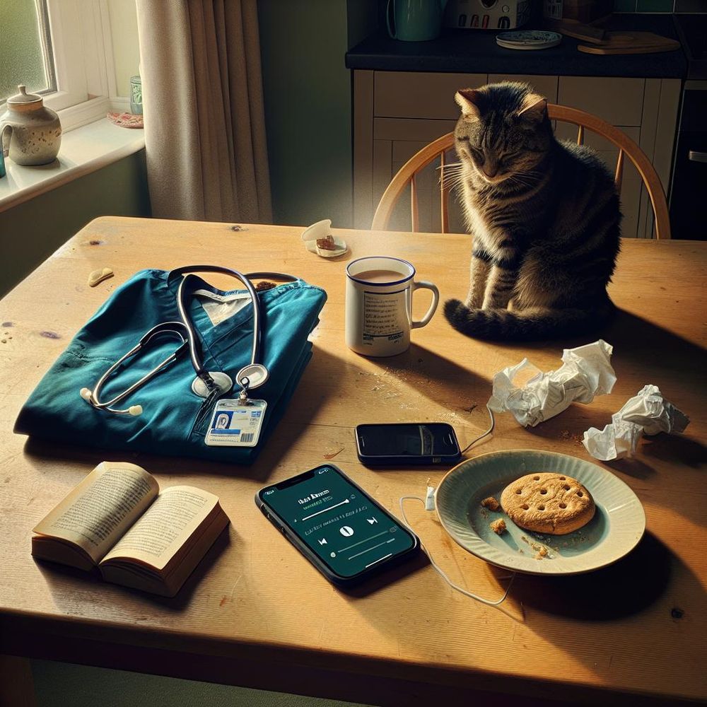 Stethoscope off, mug up, Poppy on patrol, five minutes to myself after a busy morning.