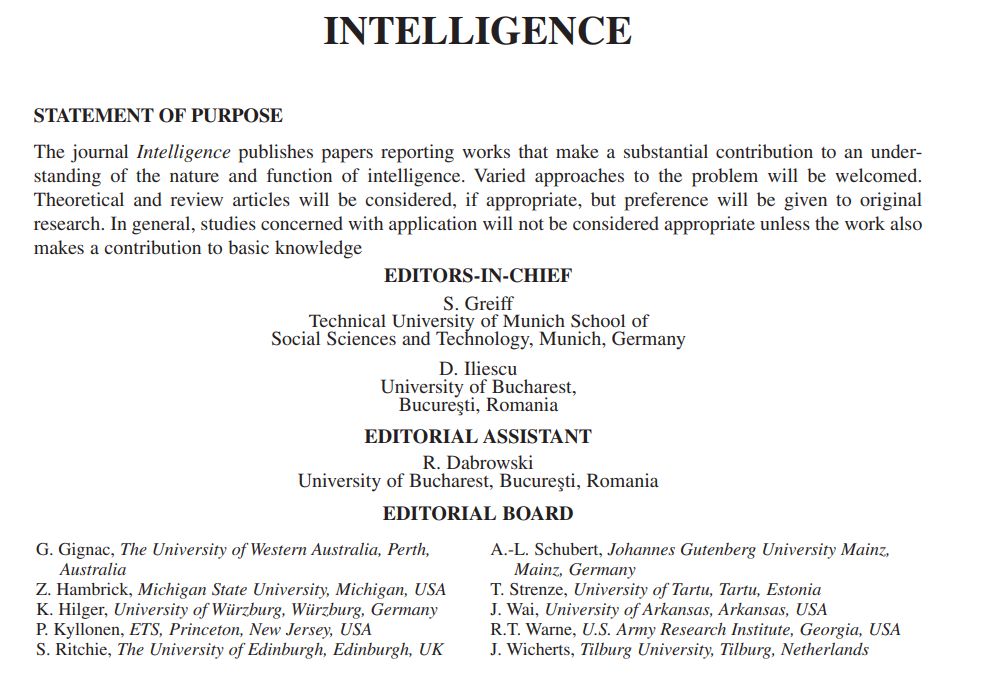 The new editorial board of Intelligence, volume 108. The first volume without Haier as EiC. Notably, numerous board members resigned.

https://www.sciencedirect.com/science/article/pii/S0160289625000042