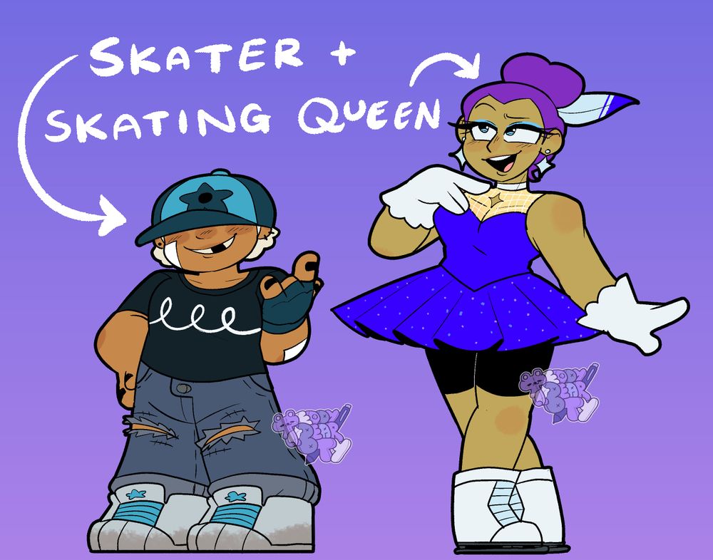 Skater and Skating Queen Cookie from Cookie Run Ovenbreak