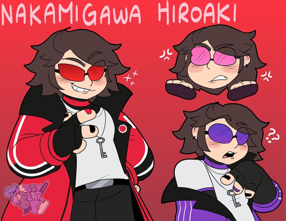 Doodle page of Hiroaki Nakamigawa from Tetro Danganronpa Pink 