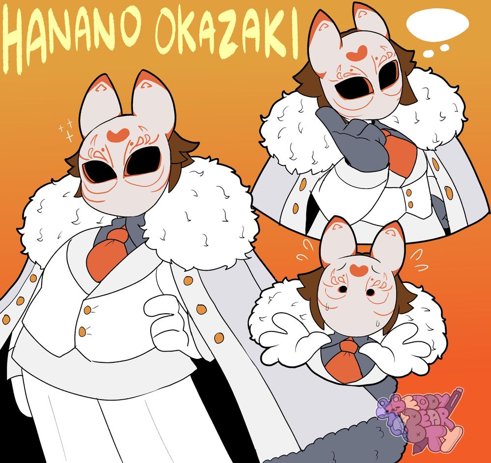 Doodle page of Okazaki Hanano from Tetro Danganronpa Pink 