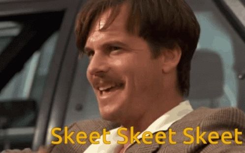 Animated gif of a man winking with the caption "skeet skeet skeet"