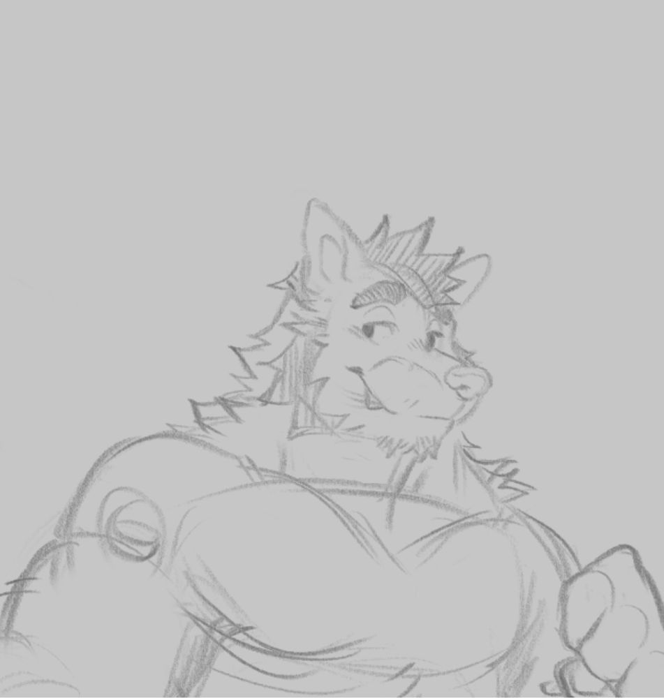 Currently redesigning my old stoner oc finally grown up, he’s still a dumb hunk but has been laying off the grass.