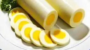 Two long eggs as well as some slices of long egg 