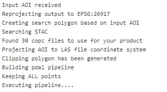 Image of text showing geo processing results