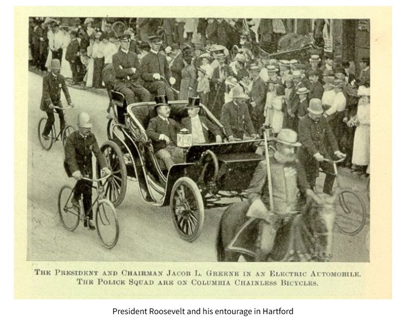 President Roosevelt in an electric automobile in Hartford, Conn.