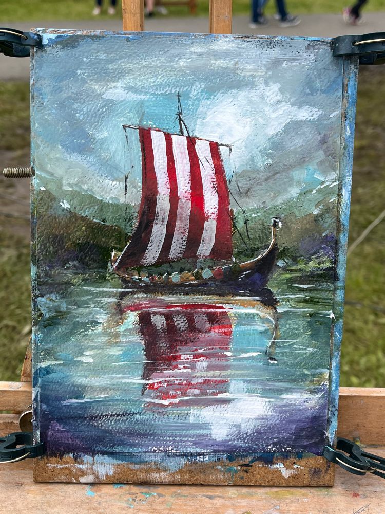 Viking drakkar boat painting