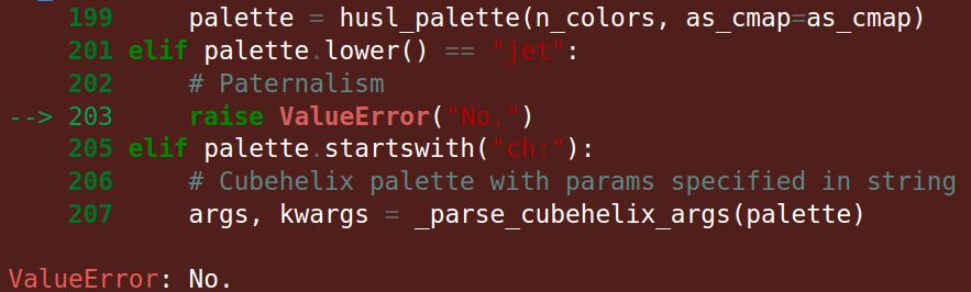 An error traceback that says "ValueError: No."