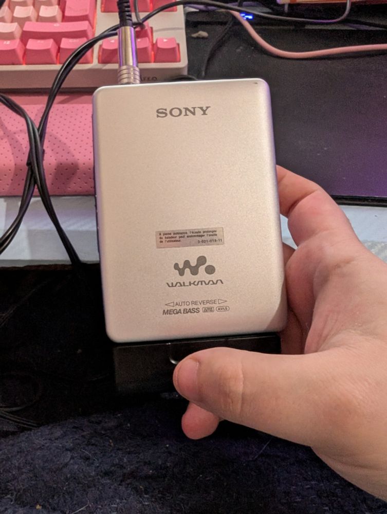Rear side of Walkman EX-631 that just has the Walkman logo and Sony logo 