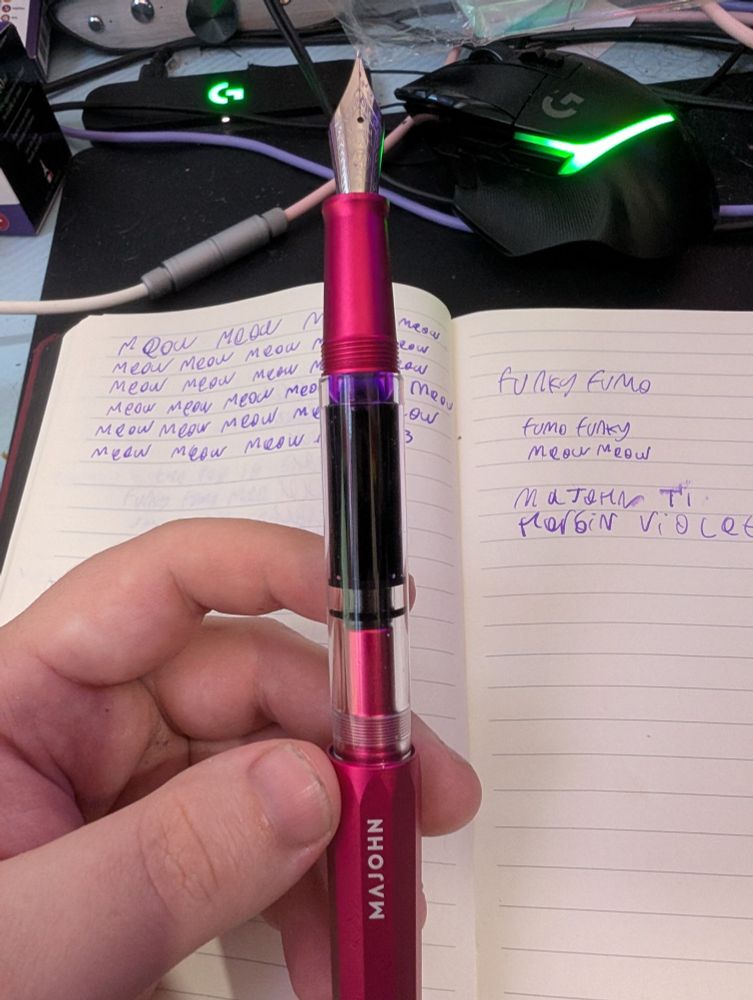 The pen with it's cap posted 
It's filled with ink 