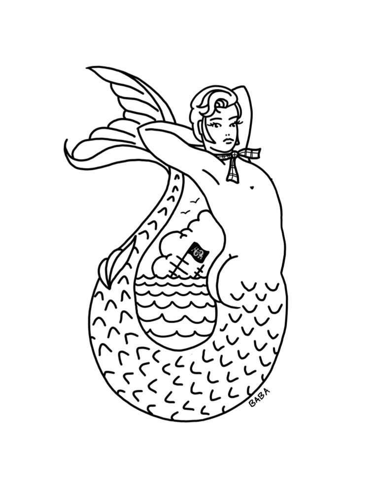 Coloring sheet of Lucius as a mermaid