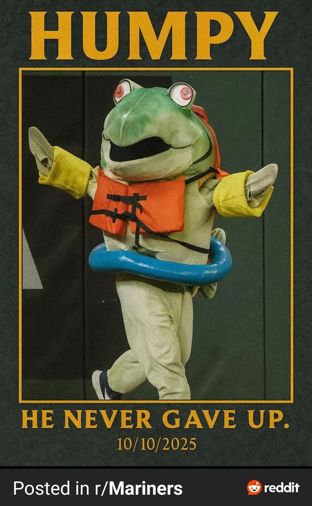 A motivational poster of Humpy "he never gave up"