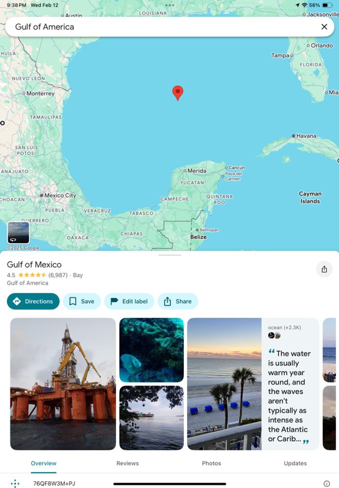 Label set on Google maps right in the middle of the incorrect name.