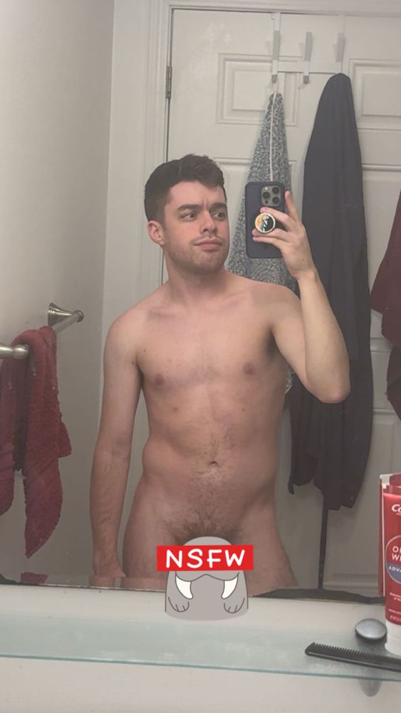 Naked mirror pic but the shaft is censored 🙂‍↕️