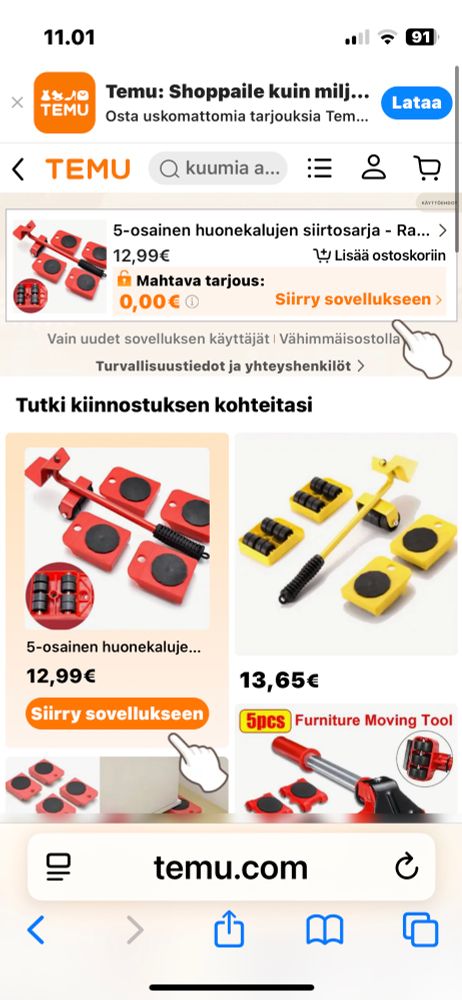 Huonekalujen siirtely