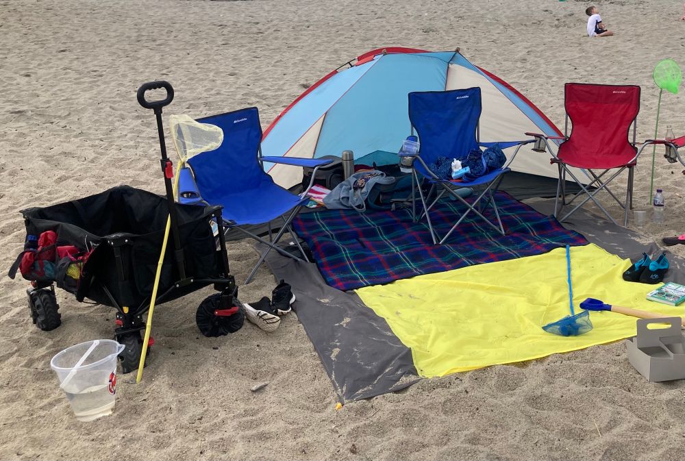 Beach wagon and beach paraphernalia 