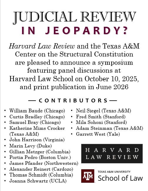 Flyer announcing Harvard Law Review symposium "Judicial Review in Jeopardy?"