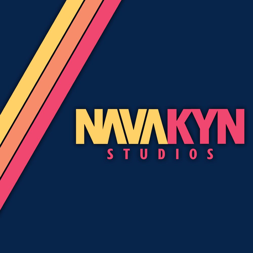 Graphic Logo spelling out N A V A K Y N Studios (Navakyn, the name of our game studio