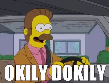 a cartoon character with a mustache is driving a car with the words okly dokily above him