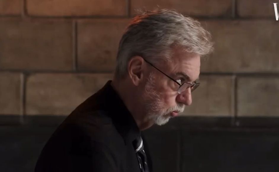Lie detector guy looking at somone accusingly
