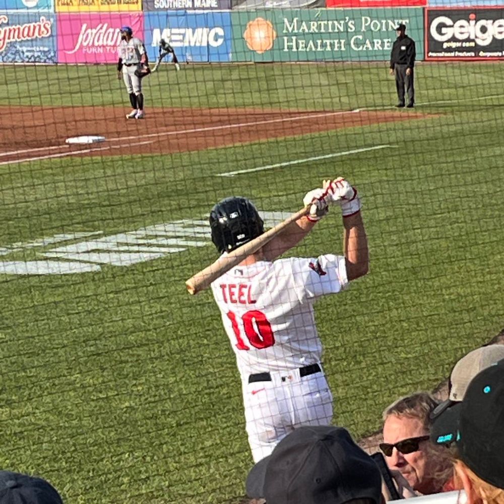 Kyle Teel on deck with the Portland Sea Dogs