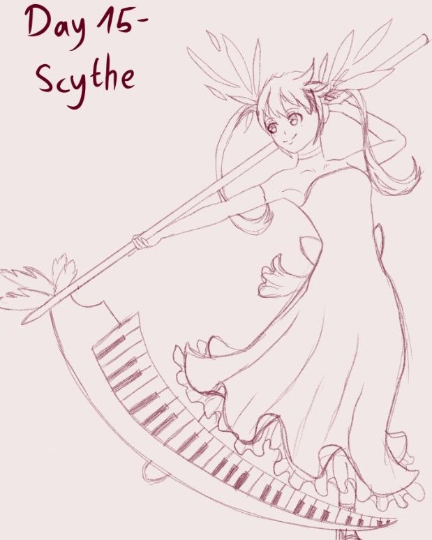 girl with piano scythe 